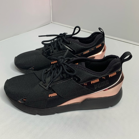 black and rose gold puma shoes